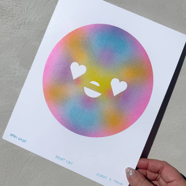 Robyn A. Frank Artworks - Wholesale Art Print - Heart Eyes risograph art print0