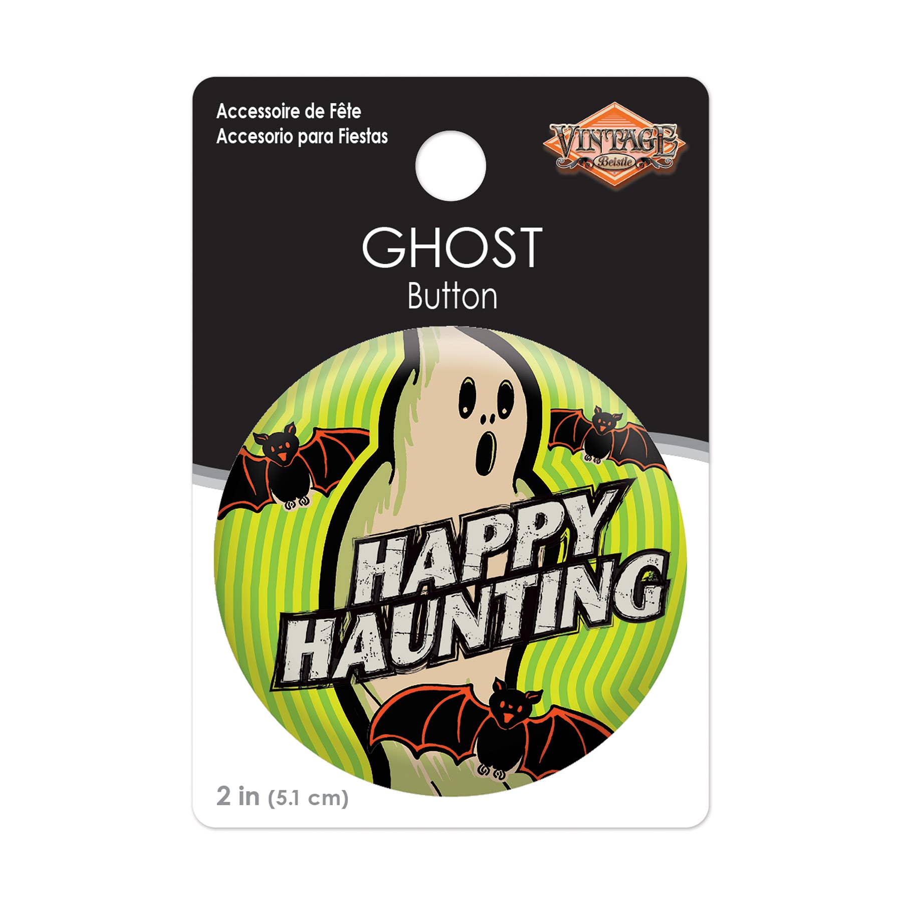 Beistle - Wholesale Lapel Pin/Button - Vintage Halloween Ghost 2" Button3