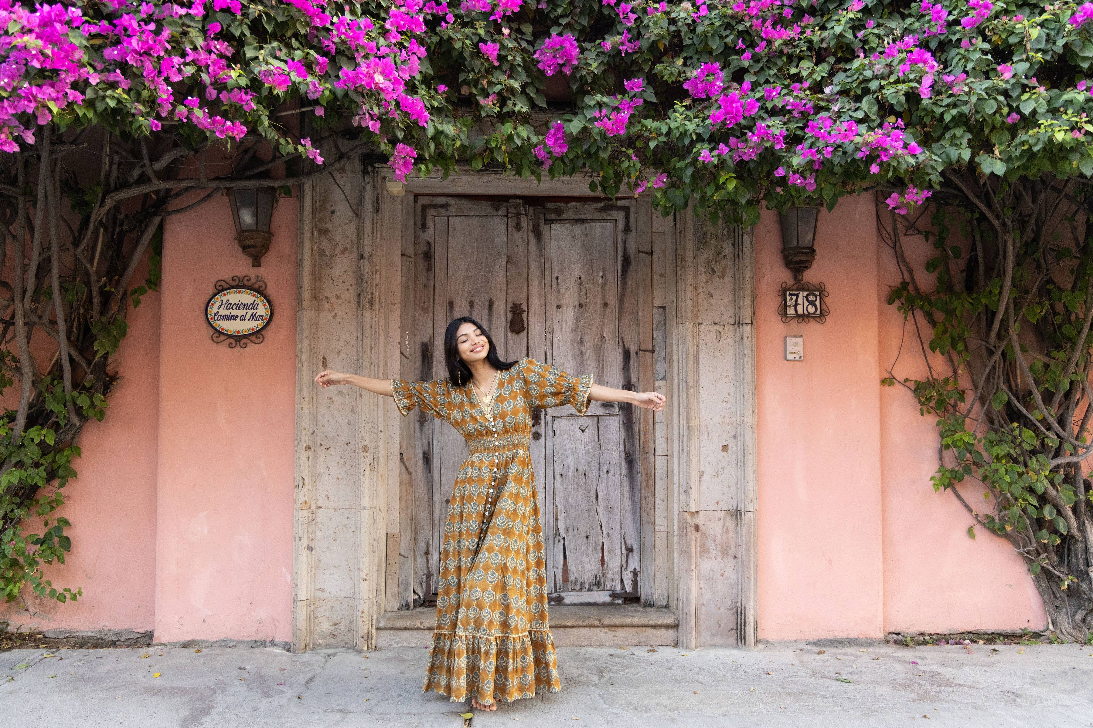 The Fox and The Mermaid – Vestido - Mulher por atacado – Vestido Tatiana Block Estampado (Ocre)  5