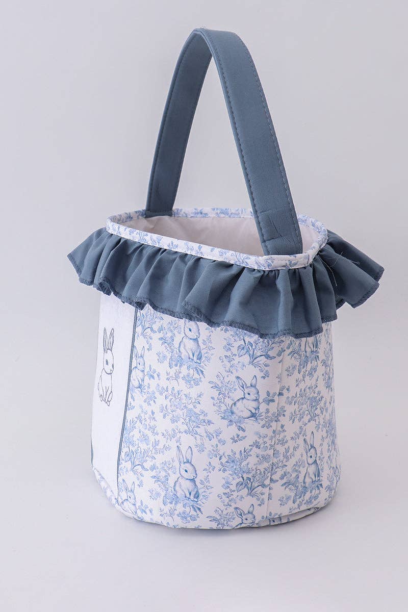 Aspen Rain Boutique - Wholesale Basket - Kids & Baby - Blue bunny floral ruffle basket3