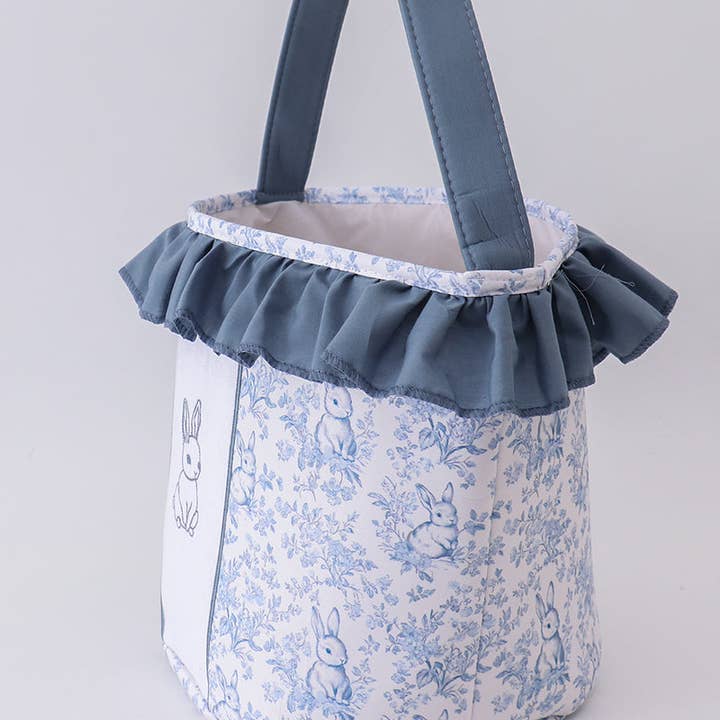 Aspen Rain Boutique - Wholesale Basket - Kids & Baby - Blue bunny floral ruffle basket3