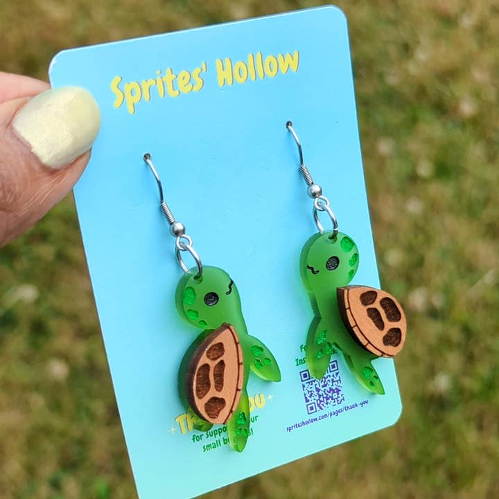 Sprites' Hollow - Wholesale Dangle Earrings - Swimming Turtles1
