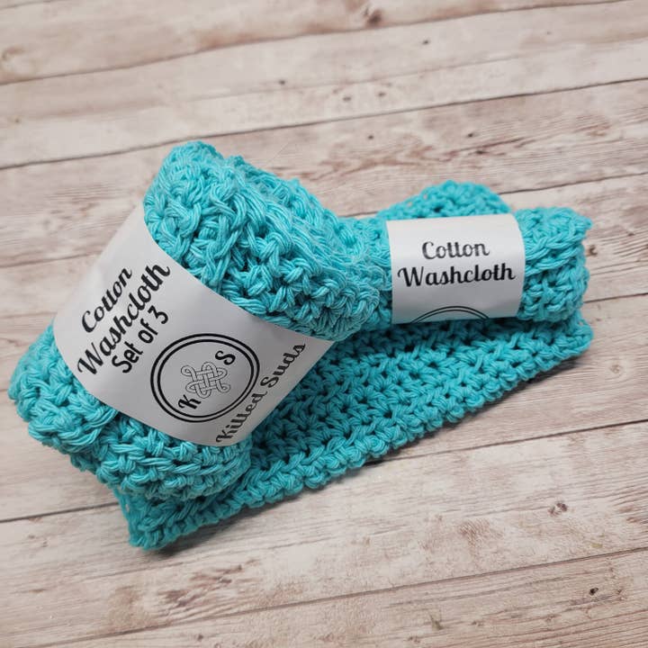 Teal Cotton Washcloth for wholesale by Kilted Suds
