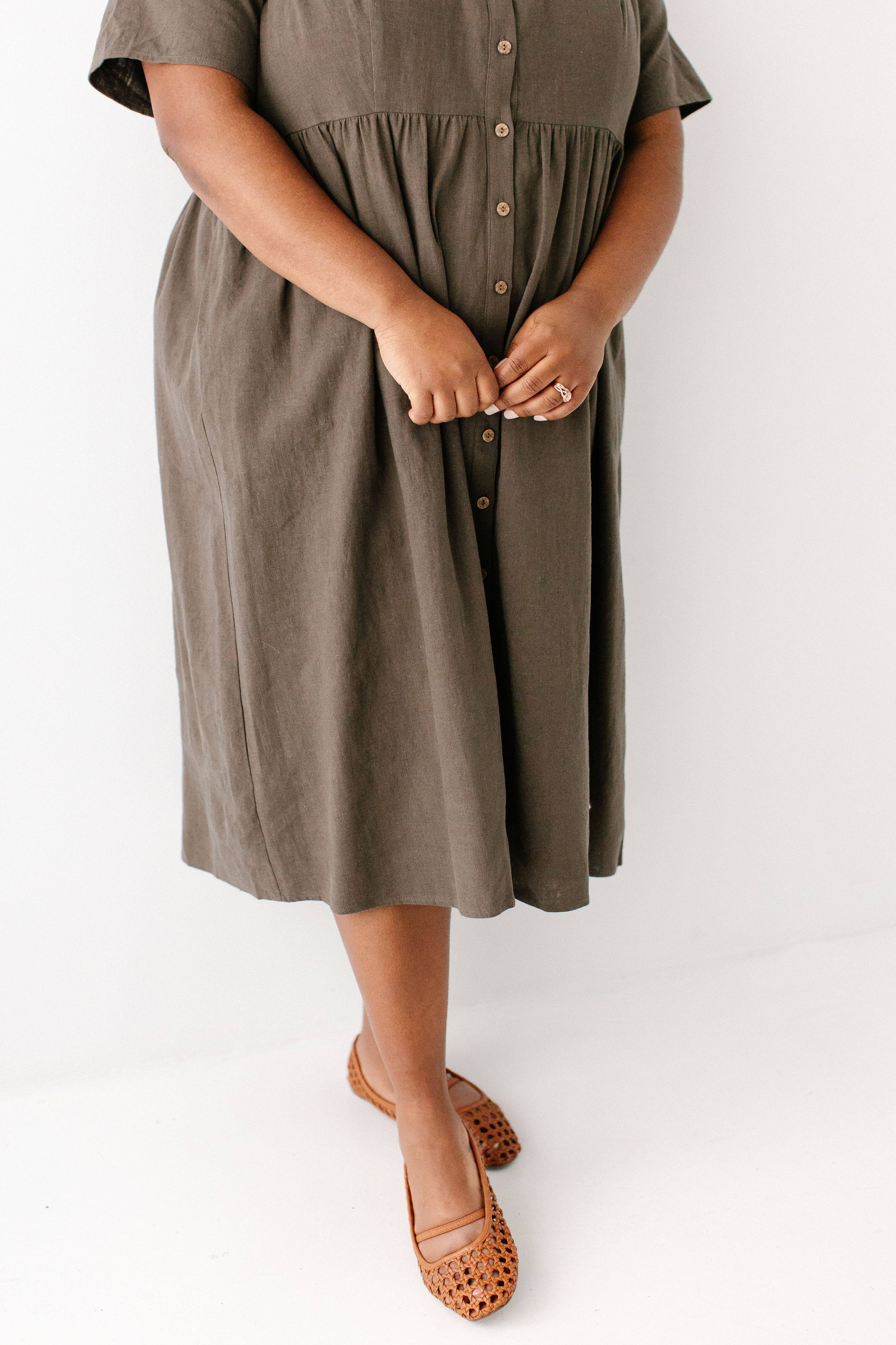 The Main Street Exchange - Wholesale Dress - Women's - 'Adeline' Button Down A-Line Midi Dress4