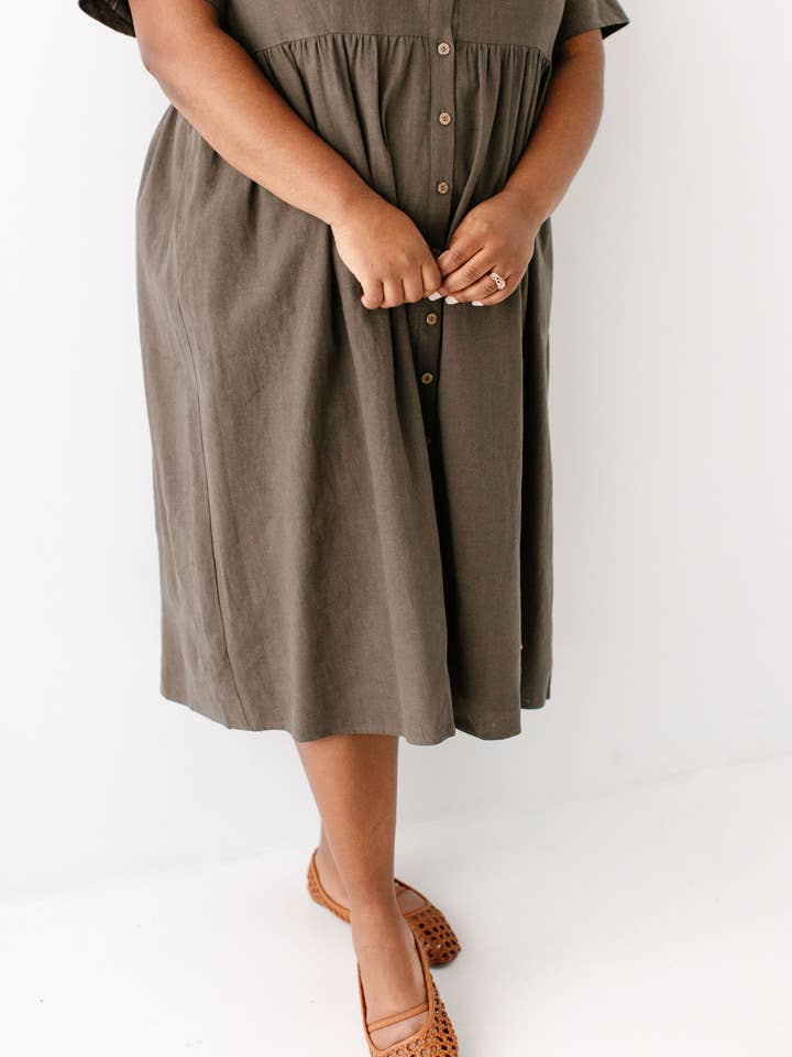 The Main Street Exchange - Wholesale Dress - Women's - 'Adeline' Button Down A-Line Midi Dress4
