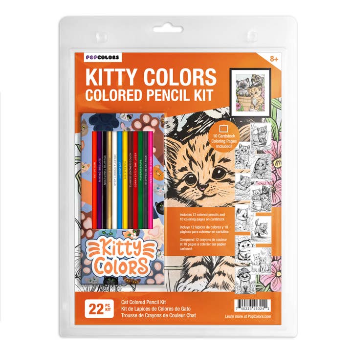 Kitty Colors Colored Pencils & Coloring Pages Bundle for wholesale by Pop Colors Colored Pencils and Coloring Sheets