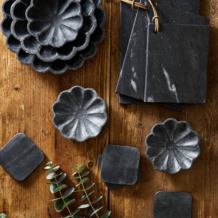 Canvas Home - Vendita all'ingrosso Ciotole/Piatti decorativi - Ciotola Piccola Impilabile in Marmo Nero Catalina