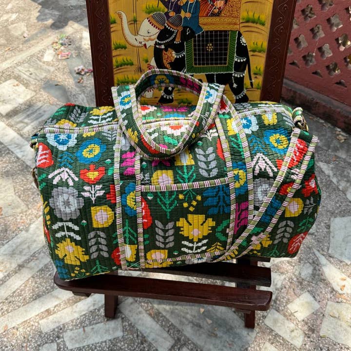 GYPSY STUDIO - Wholesale Weekender Bag - Women's - Heritage Block Printed Quilted Cotton Duffel for Women0