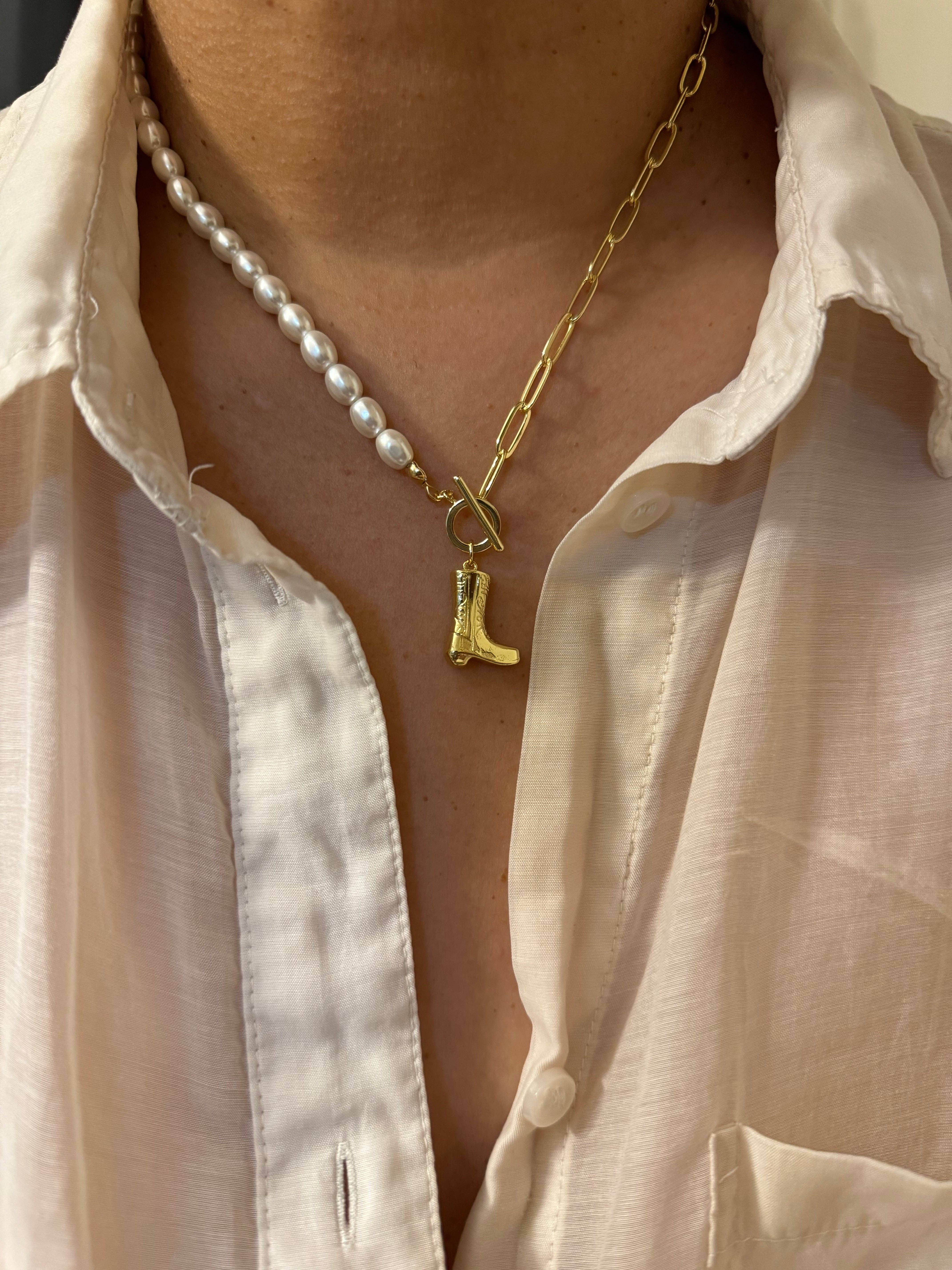 Golden Hour Studio - Wholesale Pendant/Charm Necklace - Pearls and Boots1