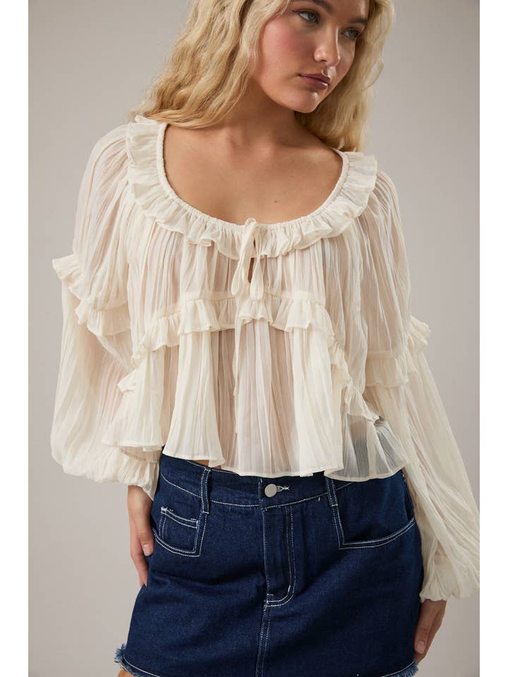 LE LIS - Vente Chemisier – femme - CHEMISIER À ENCOLURE DÉGAGÉE ET VOLANTÉ12