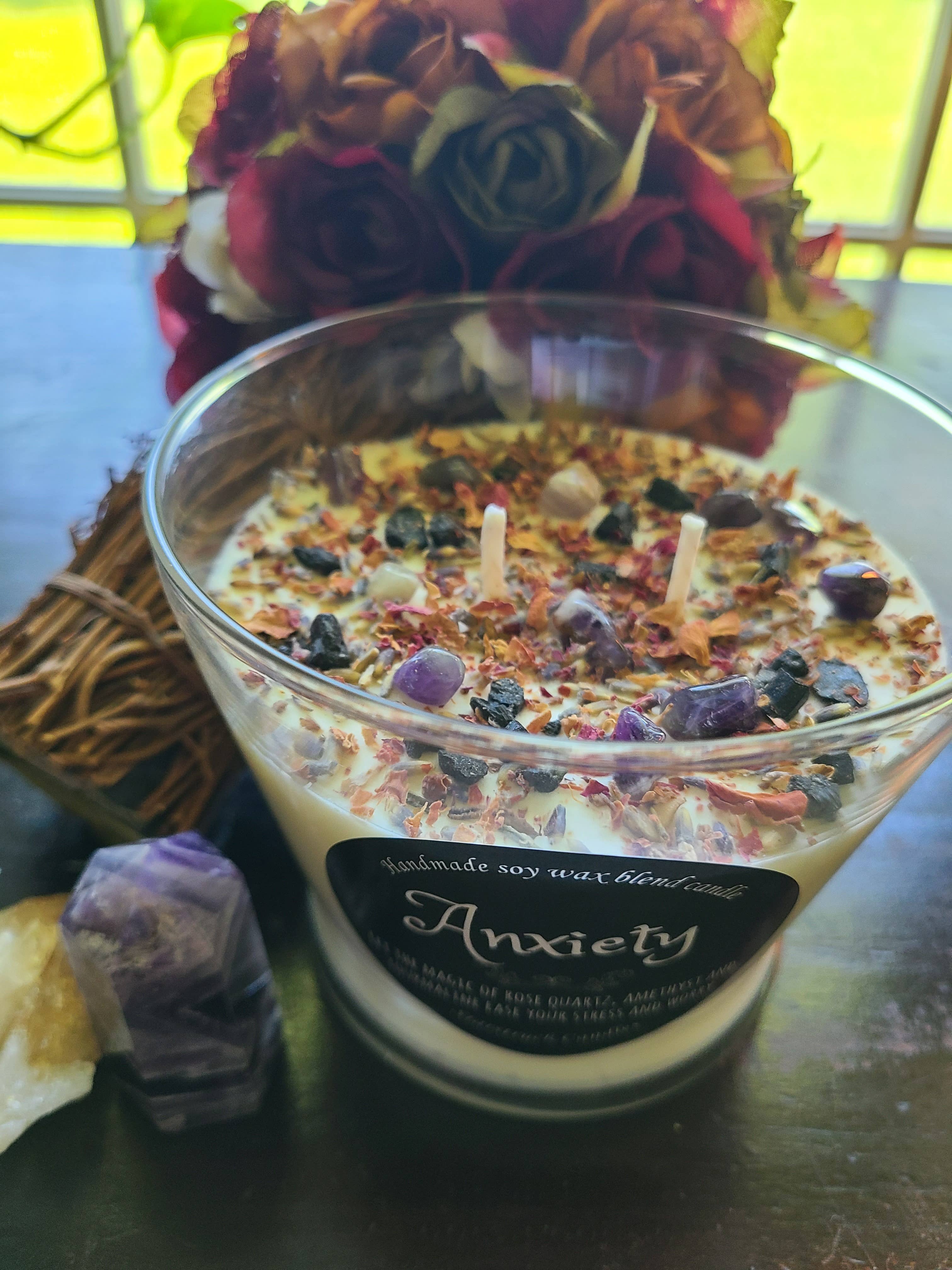 Starstruck Candles - Wholesale Jar/Filled Candle - Anxiety Crystal Intention Candle1