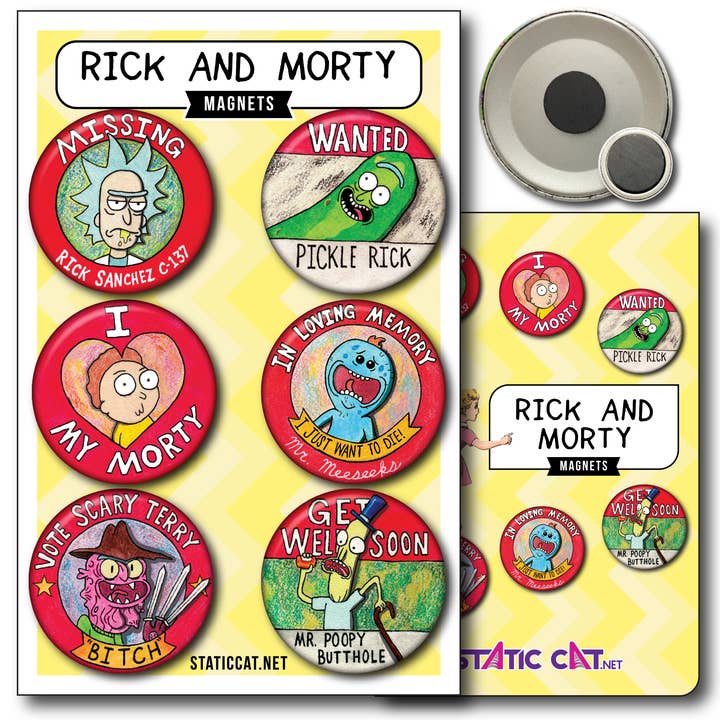 Rick And Morty (6-Pack) - Magnets for wholesale by Static Cat Studio