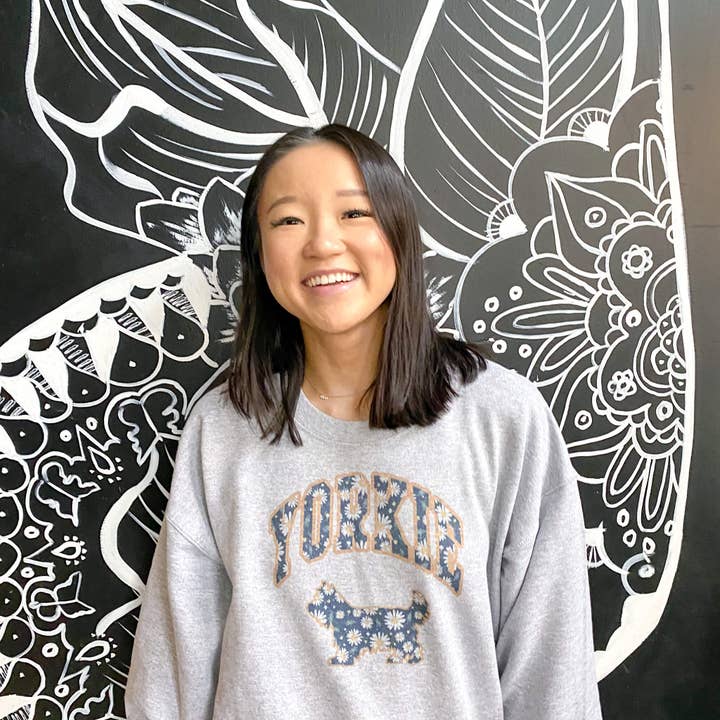 Floral Collegiate Dog Crewneck | Dog Breed Lovers Apparel for wholesale by Petphoria