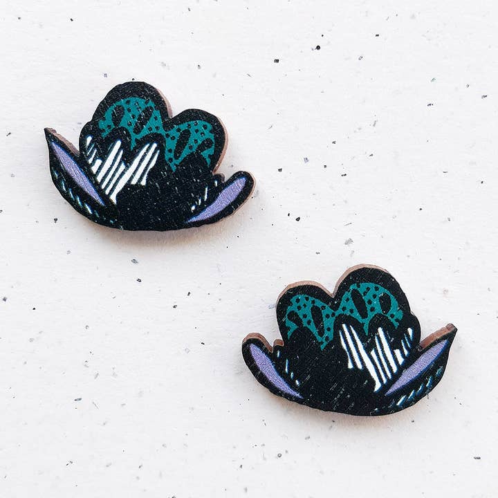 Brincos Mini Symppis Verde/Lila por atacado de Törmi Design