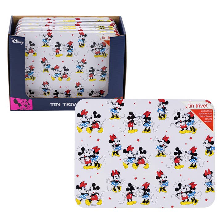 Tin Box Company Mickey and Minnie White Tin Trivet for wholesale by Deluxe Import Trading