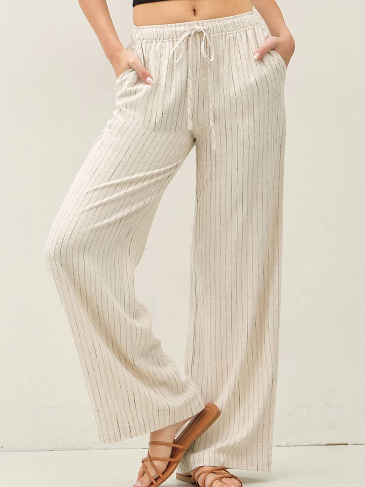 LINEN BLEND WIDE LEG PANTS for wholesale by Be Cool