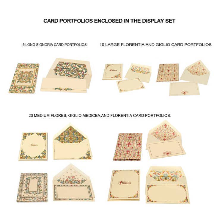 San Lorenzo Design - Wholesale Stationery/Notecard Set - Stationery Set with Wooden Display (125 Pieces)1