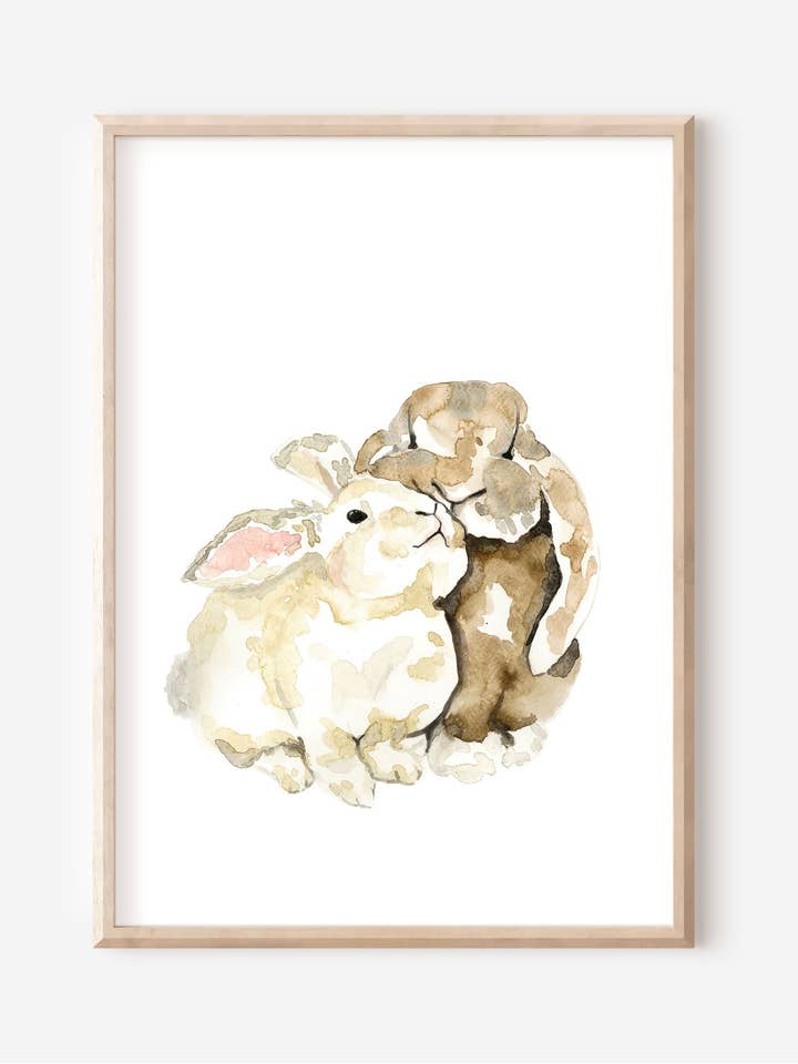 Poster de chambre d'enfant Bisou de lapin Lapins mignons pour la vente par MiniDei