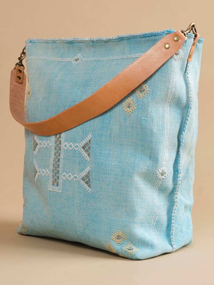 Cyan Moroccan Cactus Silk Tote for wholesale by Jenna Bee