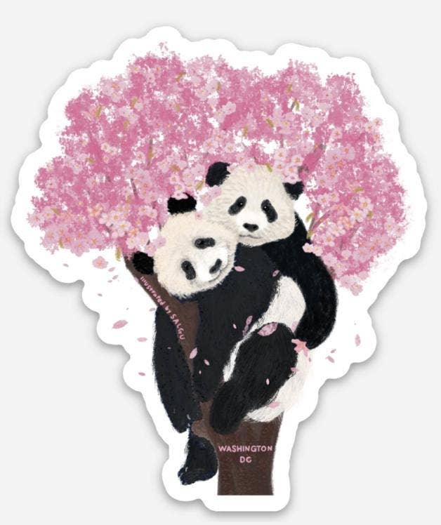 Salgu - Wholesale Sticker - Sticker - Giant Pandas Bao Li & Qing Bao On Cherry Tree0