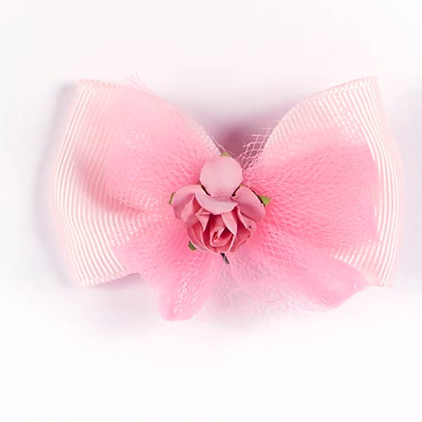 3945 Tulle Flower Bow for wholesale by Dasha Designs
