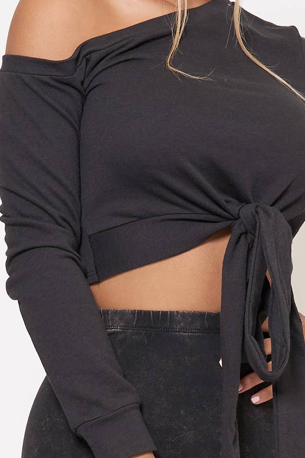 Junie – wholesale Stickad topp - Dam – FRANSKA FROTTÉ FRÄMRE SLIPS EN AXEL TOPP AT25381