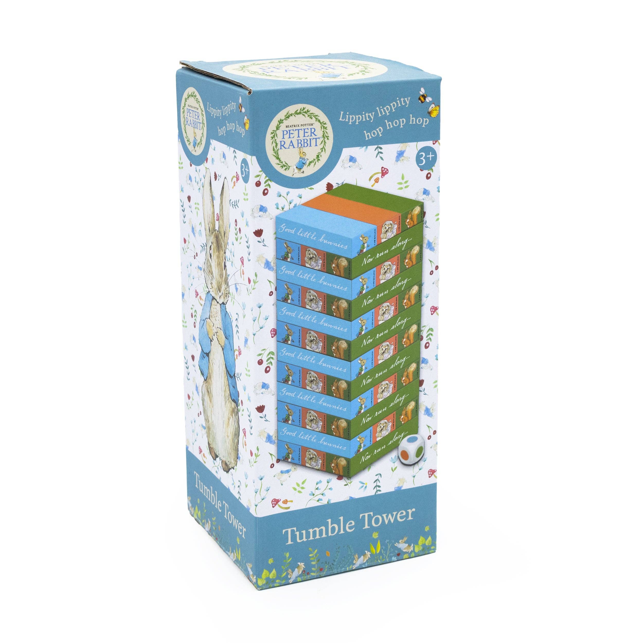 Robert Frederick Ltd - Venta al por mayor Juegos de apilar - Juego de Torre Tambaleante de Peter Rabbit - Conjunto de Apilamiento de Madera con Dados1
