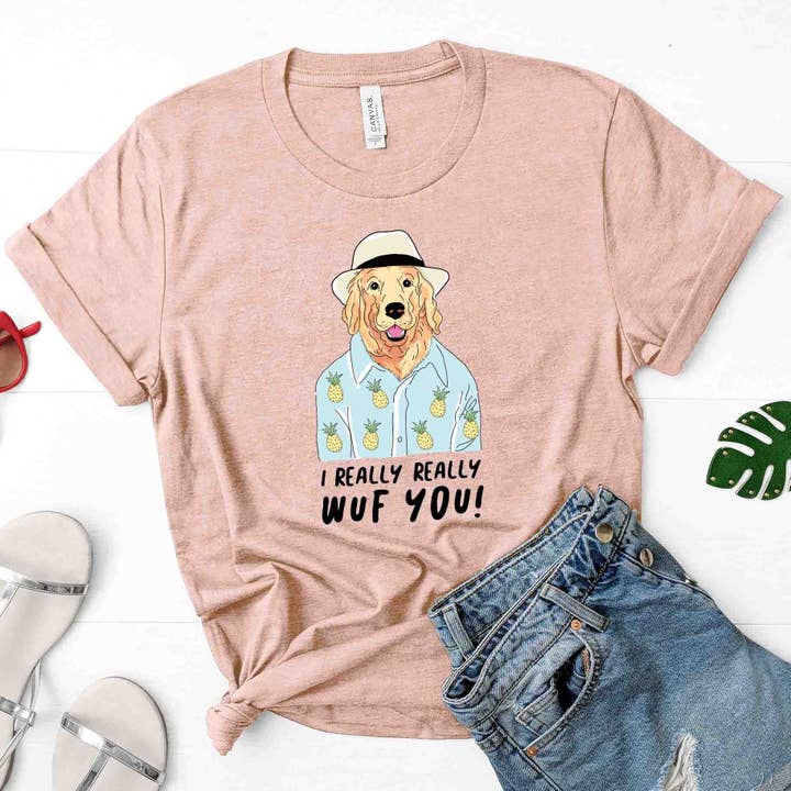 Golden Retriver - I Really Wuff You Graphic Tee for wholesale by Superr Sunday