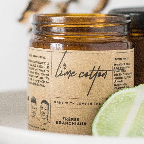 Bougie en coton citron vert pour la vente par Frères Branchiaux Candle Co.
