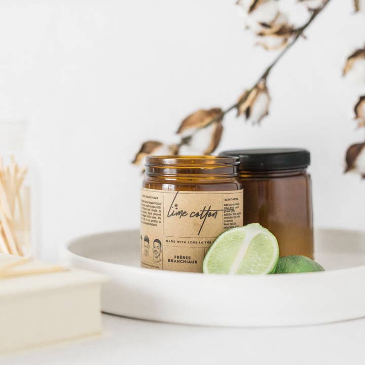 Candela in cotone lime. per la vendita all'ingrosso da parte di Frères Branchiaux Candle Co.