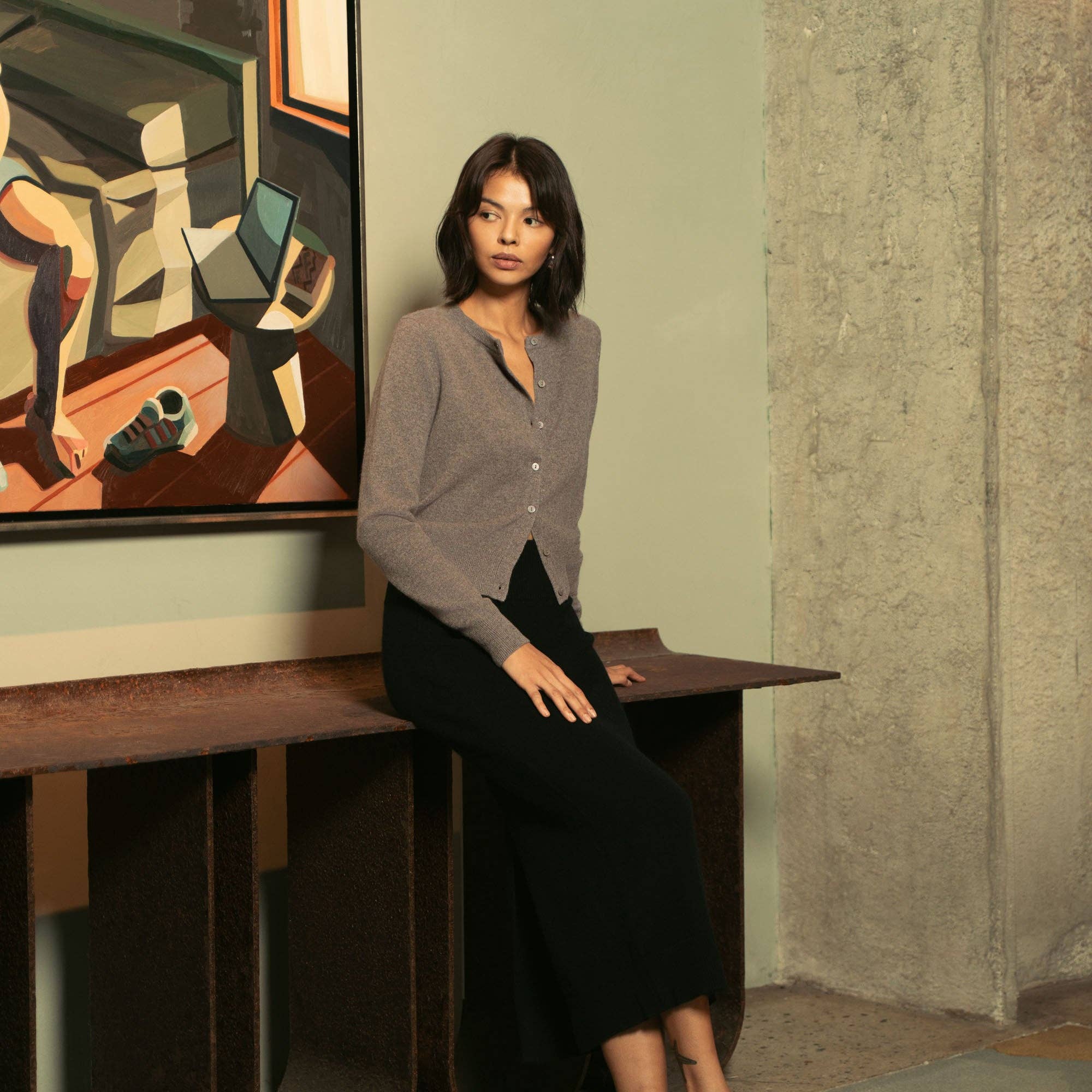 Italic - Wholesale Cardigan - Women's - Sadie Cashmere Crew Cardigan23