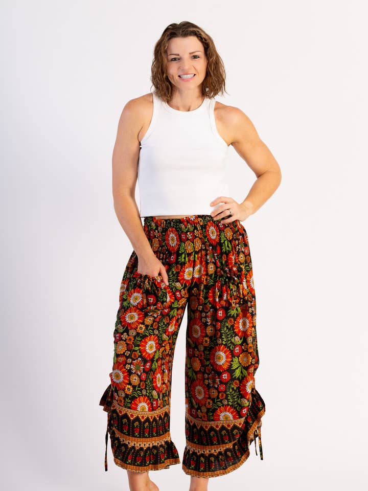 FRILLY 3/4 RAYON PANTS for wholesale by Ombak Designs