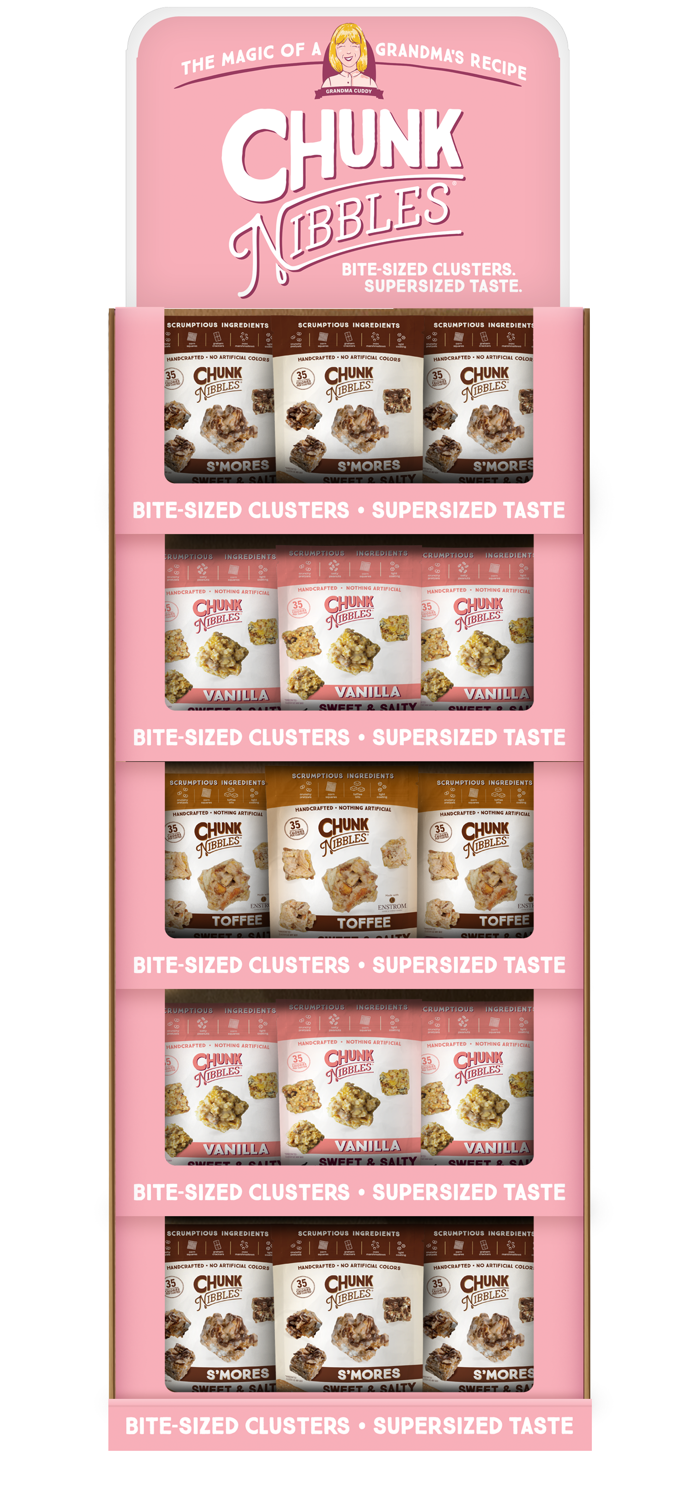 Chunk Nibbles – wholesale Återförsäljarskyltning – Chunk Nibbles 60 st Fraktvisning Alternativ 11