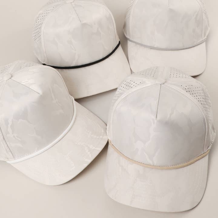 Casquette Trucker à Corde à 5 Panneaux Camo Blanc pour la vente par Fashion City