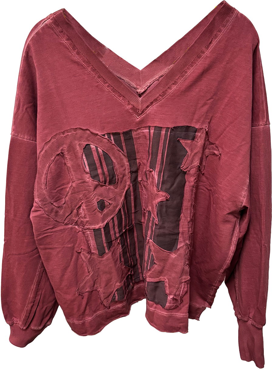 LeParisPetit by I Love Linen - Wholesale Sweatshirt - Women's - Sweatshirt Peace & Stars Patch Pigment-Wash Terry – 4 Colors3