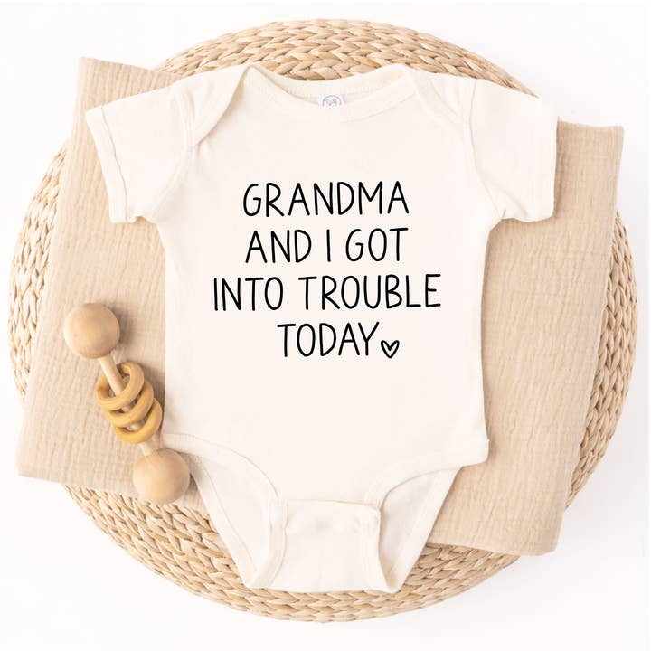 Grandma and I Got in Trouble Today Onesie, New Baby Gift for wholesale by Bump & Beyond Designs