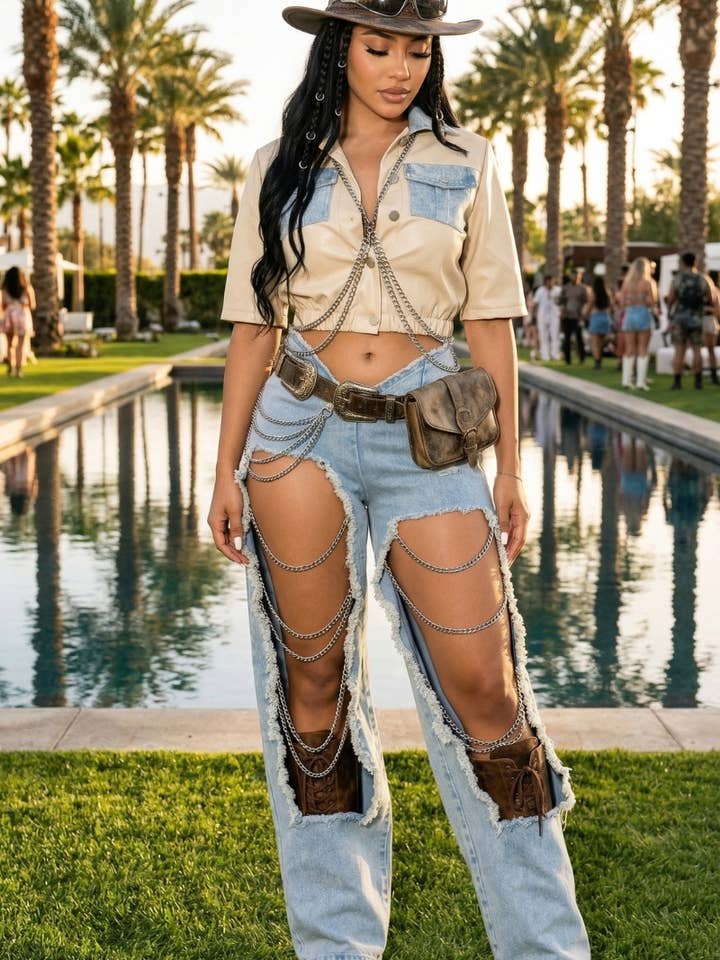 Cochella Classic Two-Piece Denim Ensemble for wholesale by Athina Collection