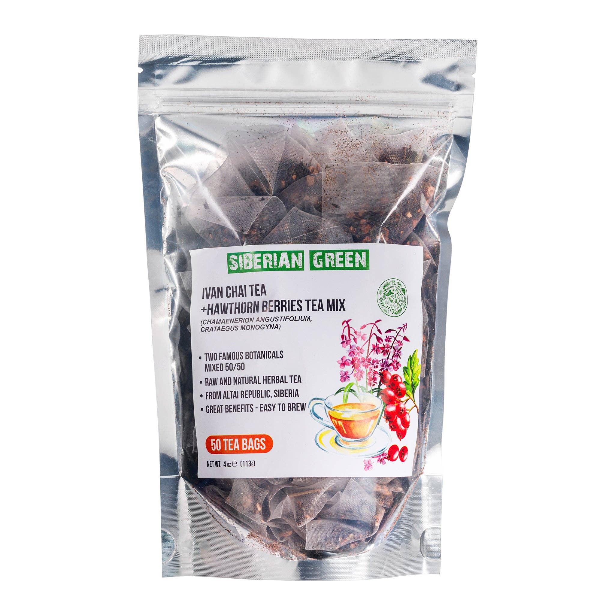 SiberianGreen - Wholesale Tea Bags - Siberian Hawthorn Berry Green Ivan Chai Tea - 50 Tea Bags5