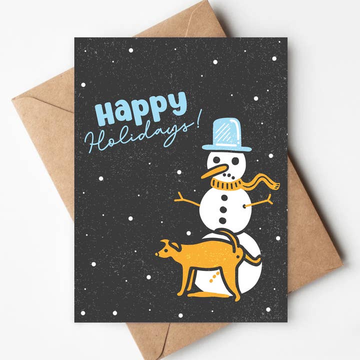 Dog Peeing Funny Happy Holidays Eco-friendly Card Xmas for wholesale by Jenna's Doodles
