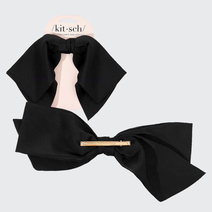 KITSCH - Wholesale Hair Clip - Women's - Recycled Fabric Bow Hair Clip 1pc- Black