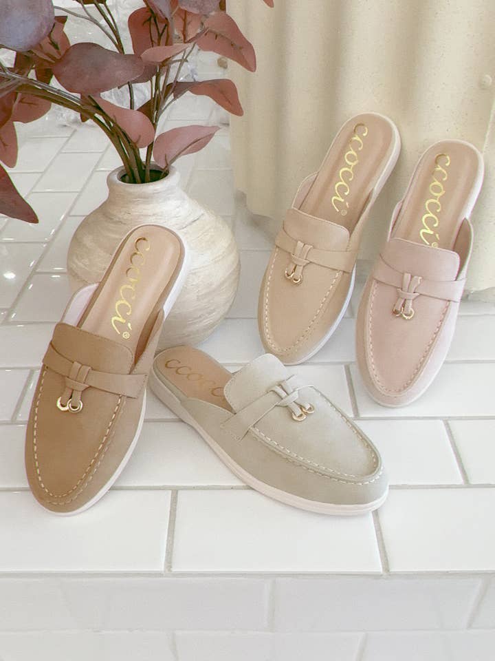 CCOCCI – wholesale Tofflor - Dam – IRENE KNUT MED METALLISK CHARMDEKOR SLIP ON LOAFER MULE