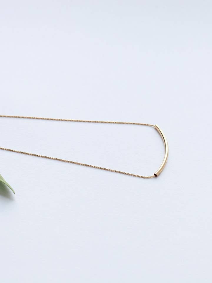 14K Gold Filled Cured Bar Necklace for wholesale by Georgia Marie Designs