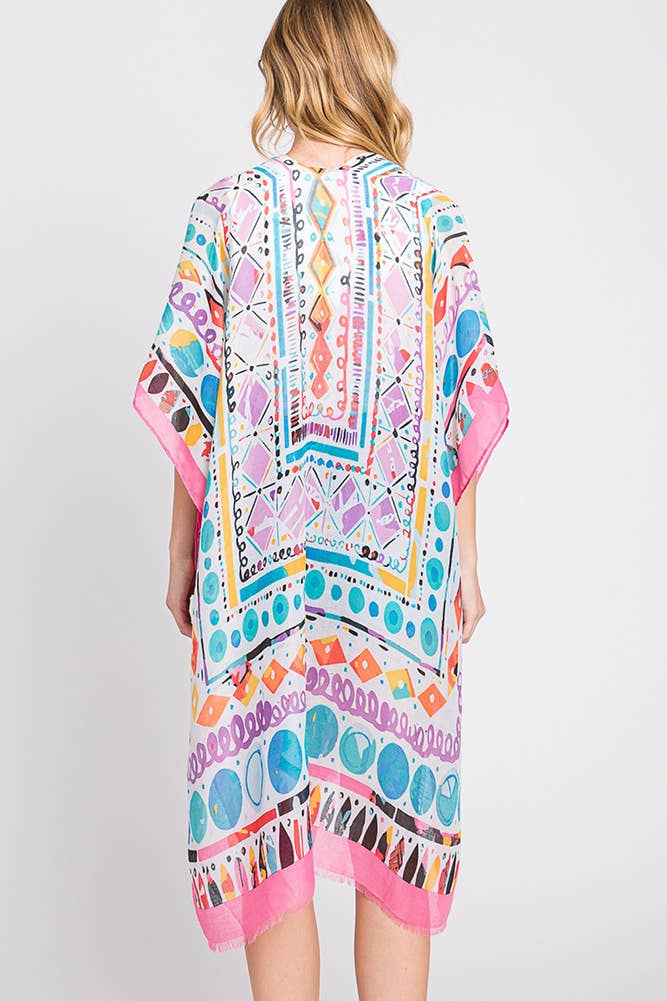 Hana - Wholesale Kimono - Women's - Watercolor Boho Geometric Print Summer Kimono20