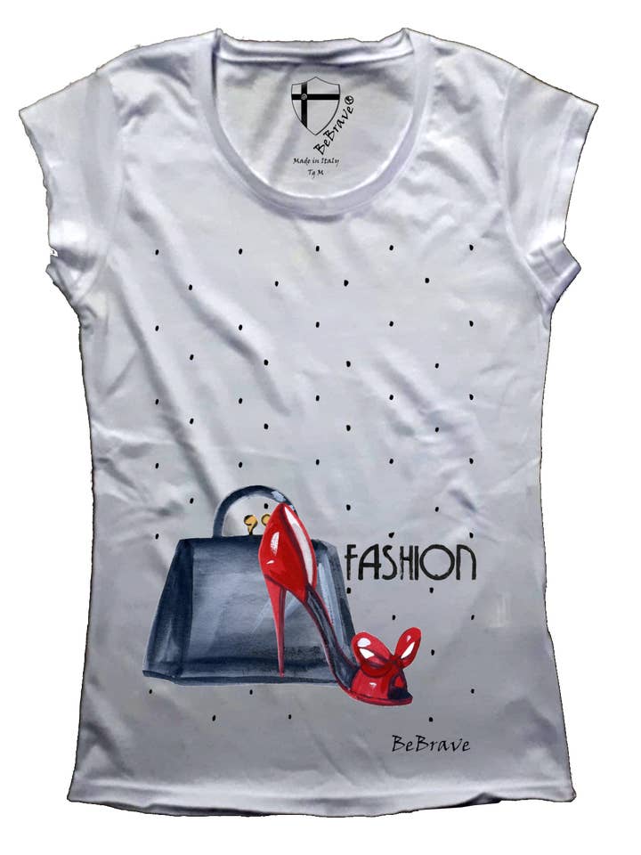 Dames T-shirt van 100% katoen met modeprint voor wholesale door BeBrave
