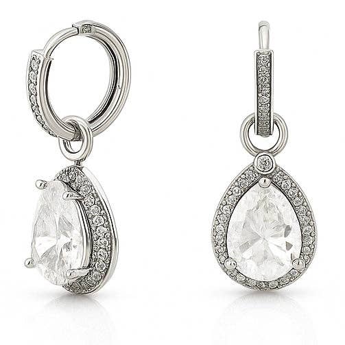 Konvertible 2-in-1 Creolen mit Birnentropfen – Gold plattiert für den Großhandel von Sedy Jewelry