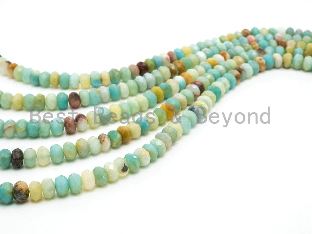 BestBeads&Beyond - Wholesale Beads - Quality Natural Rondelle Amazonite beads,2x4mm/4x6mm/5x8mm/6x10mm Faceted Rondelle beads, 15.5inch strand, SKU#U2301
