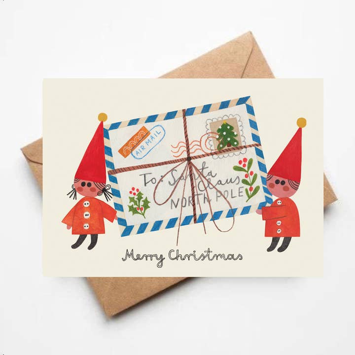 CHRISTMAS ELVES 2 card for wholesale by Daria Solak Illustrations
