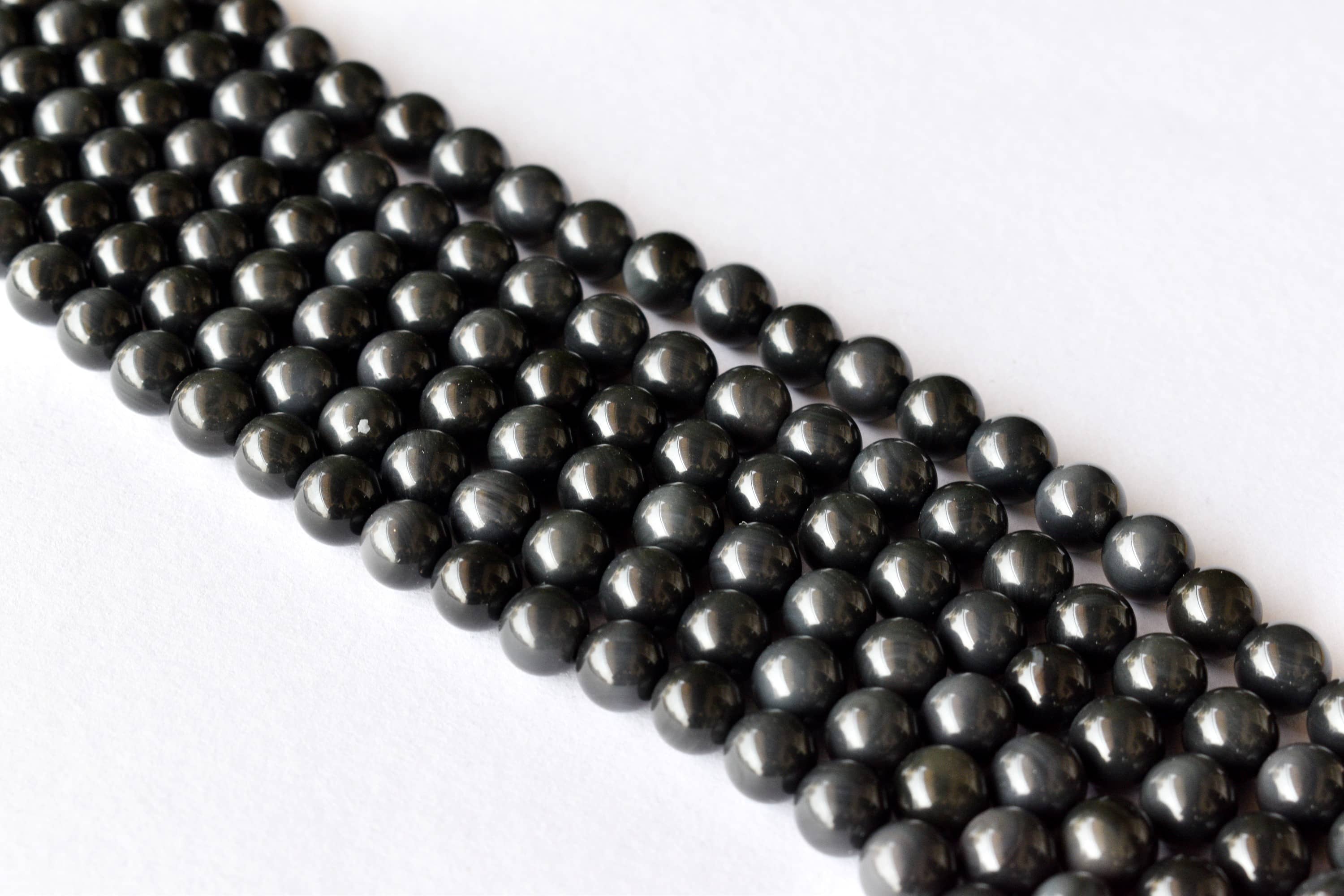 AK Healing Crystals - Wholesale Beads - Rainbow Black Obsidian Round Beads, Crystal Bead Jewelry1