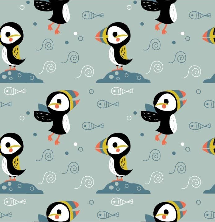 biau-biau Ireland – wholesale Byxdress - Baby – biau-biau Ireland Ekologisk babyromper i trikå med lunnefågelmotiv5