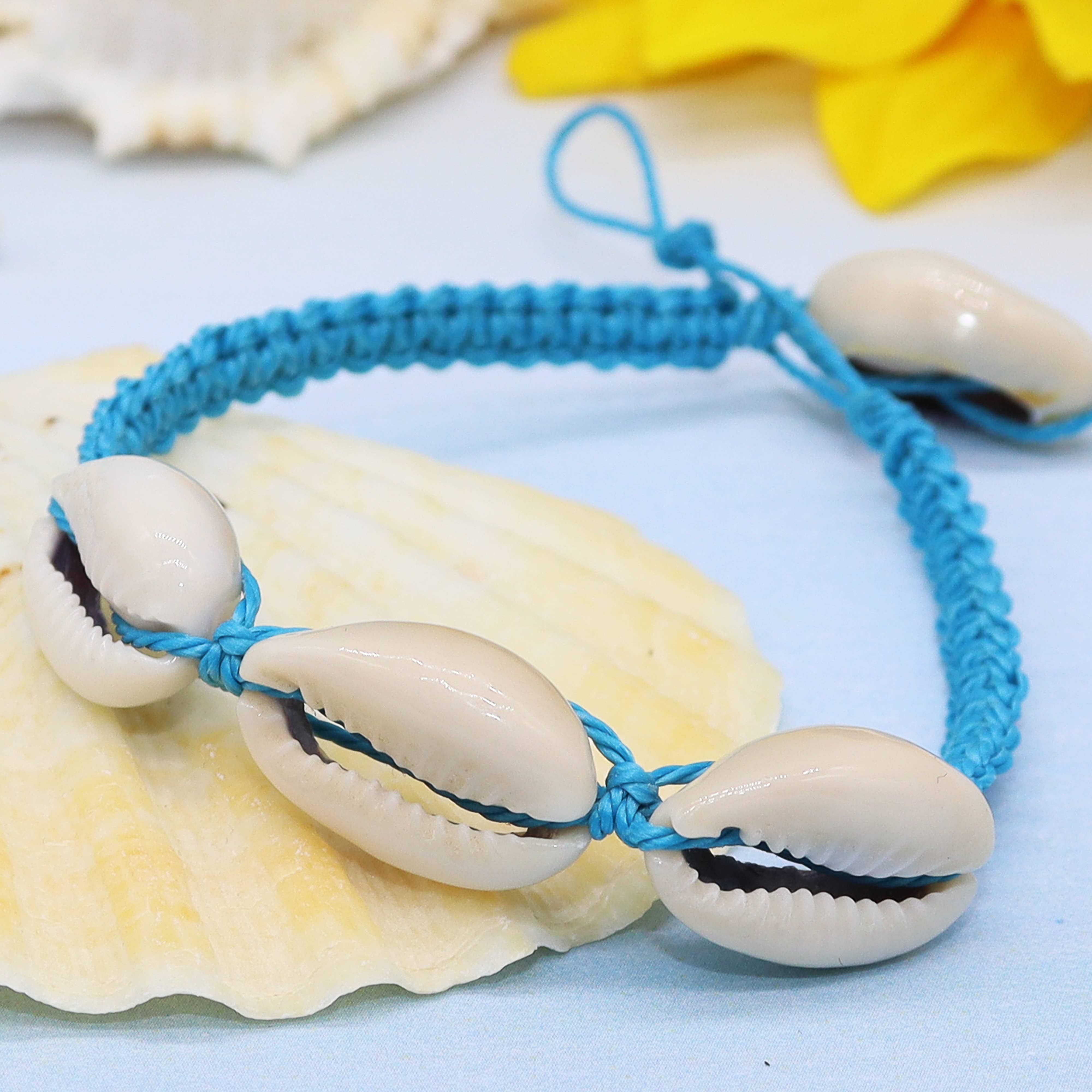 Natalia - Vente Bracelet tissé/tressé - Bracelet à cordon fin en forme de cauri tressé à la main - PC3